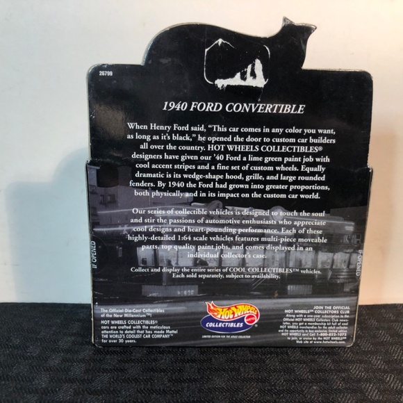 Vintage 1998 Hot Wheels Collectibles 1/64 Diecast Orange 1940 Ford Convertible - Picture 7 of 7